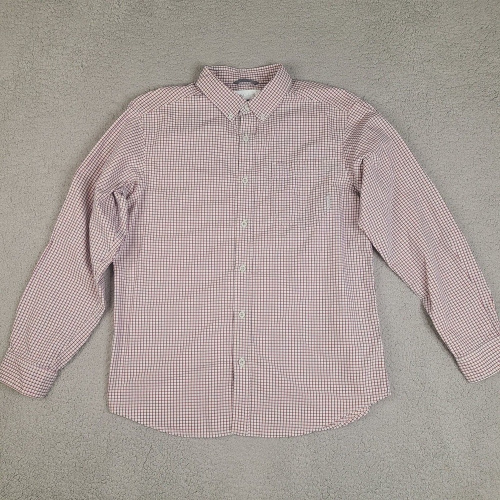 Columbia Shirt Mens Medium Gray Plaid Long Sleeve Button Down Cotton